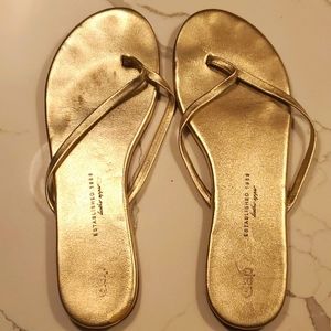 Gold flip flops